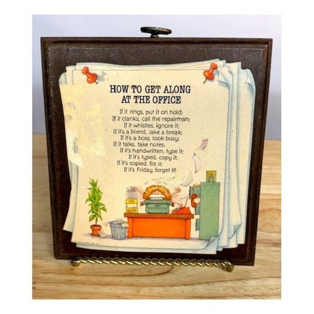 Vintage Hallmark Plaque How To Get Along At The Office Humorous Wall Decor 1980s